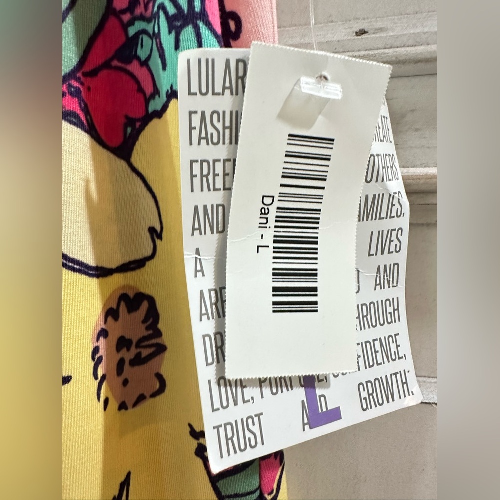 NWT SZ L Dani LuLaRoe Floral Print Maxi Dress in Pink and Yellow - Picture 2 of 7